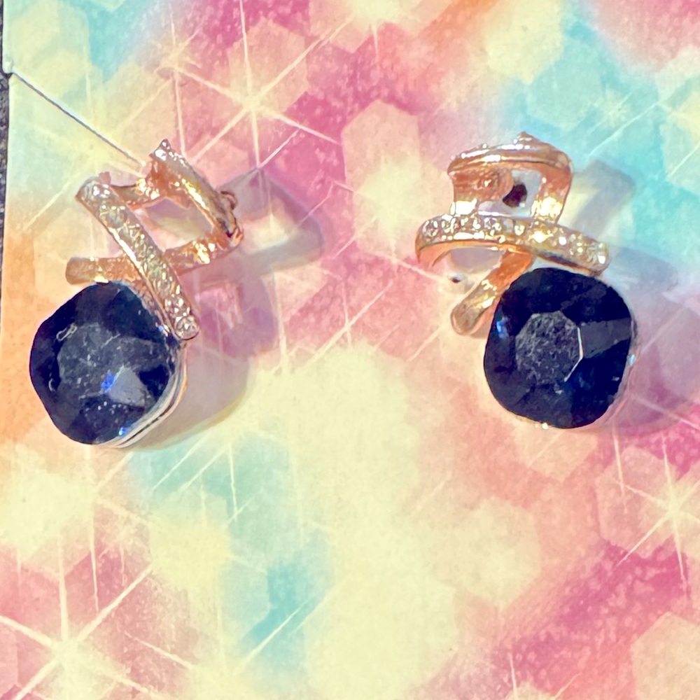 Elegant Gold and Blue Earrings